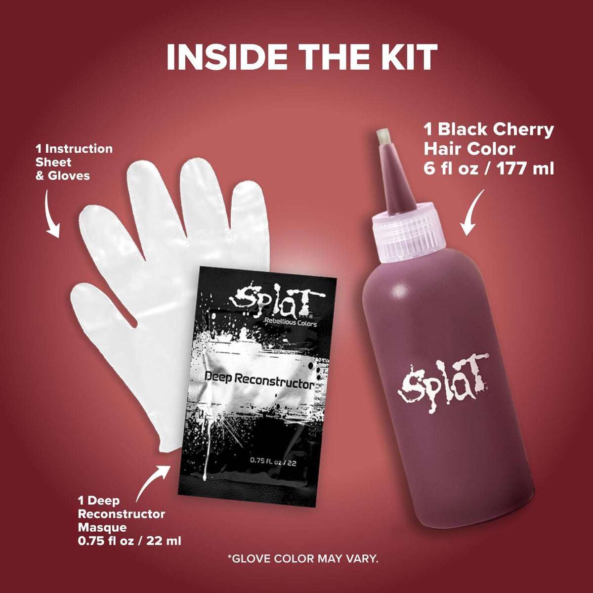 Maroon Splat Midnight Black Cherry Semi Permanent Hair Dye Box Kit