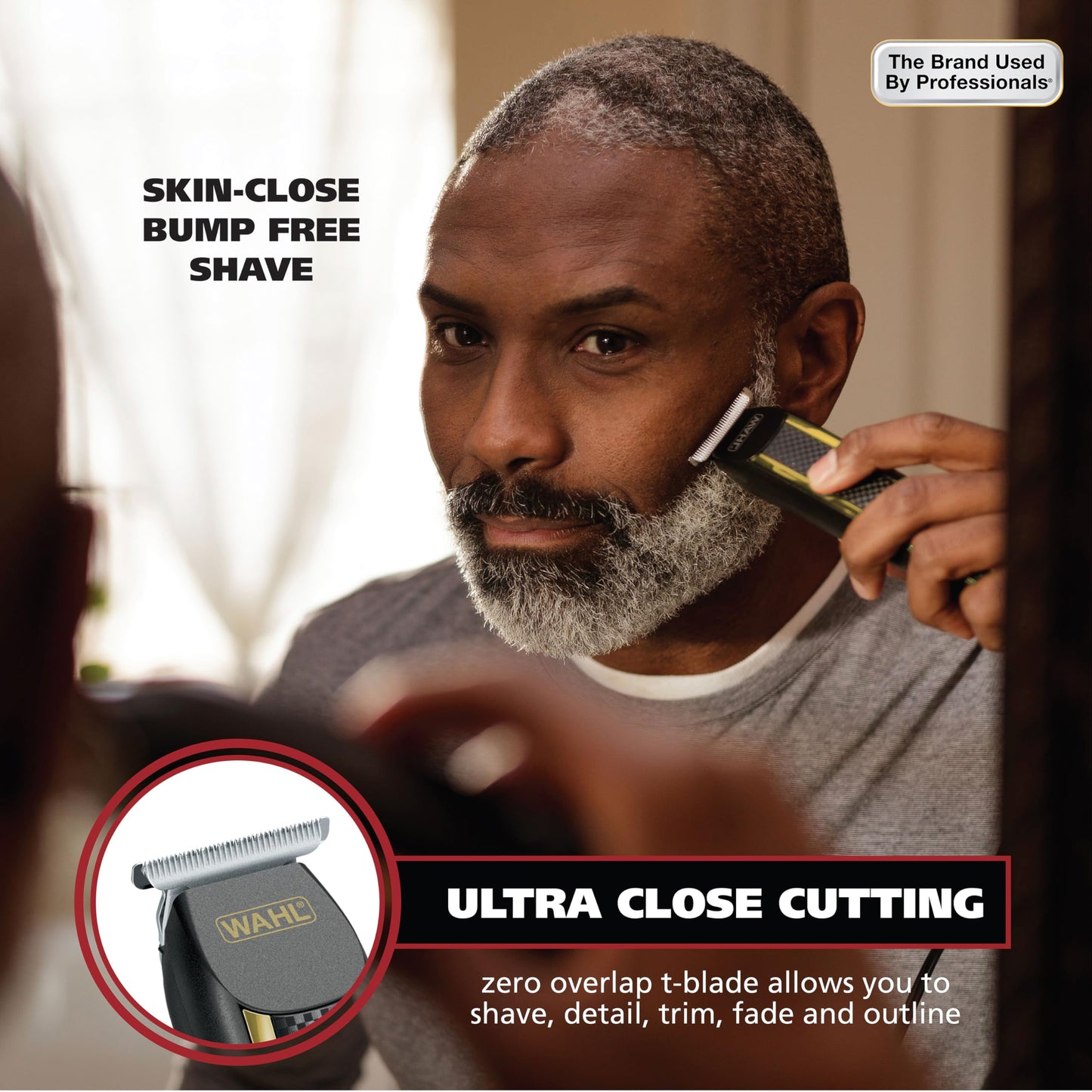 White Smoke Wahl Edge Pro Bump Free Corded Beard Trimmer for Men Touch Up Trimmer & Grooming Detailer Kit – Perfect for Edging Beards, Mustaches, Hair, & Stubble, – Model 9686-300