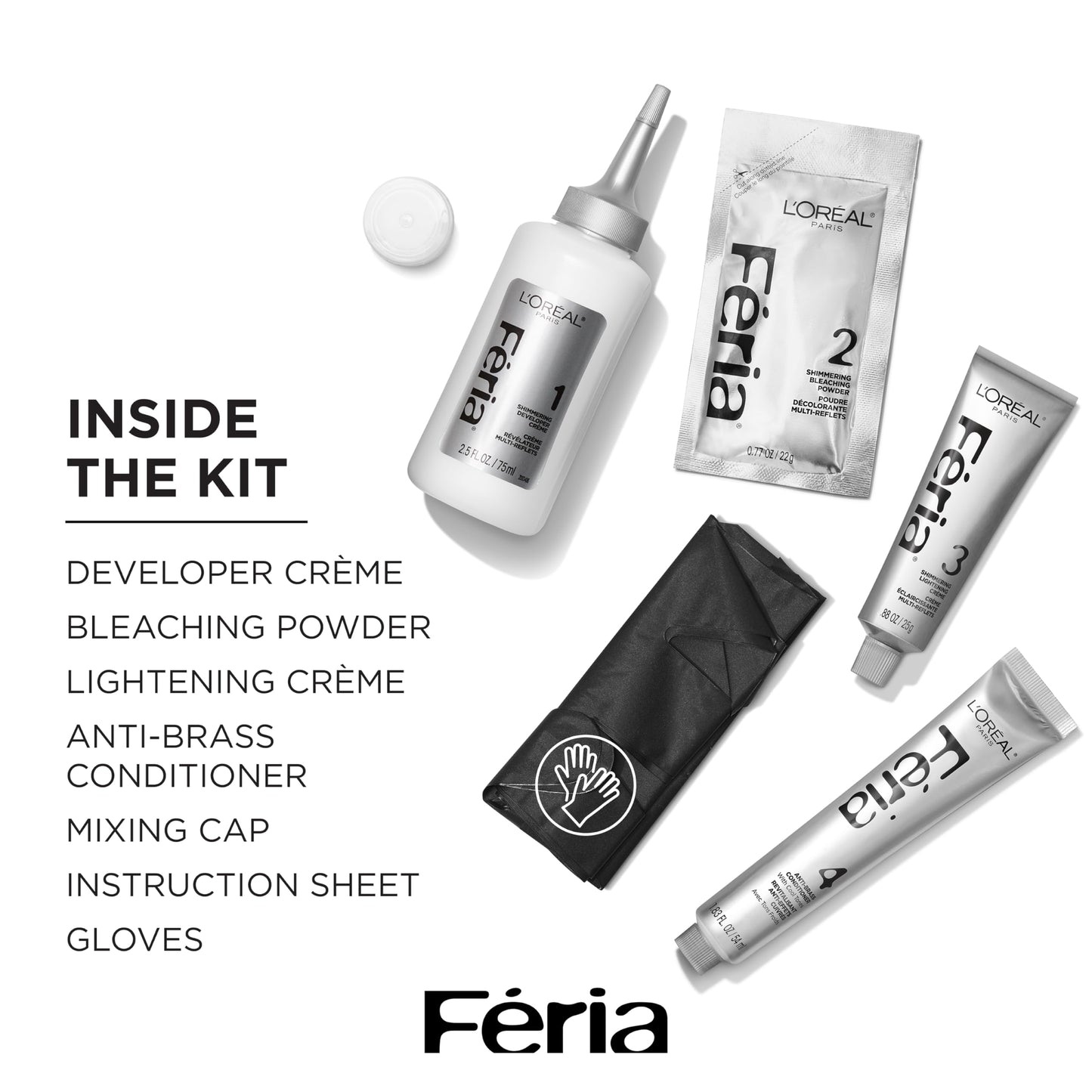 White Smoke L'Oreal Paris Feria Multi-Faceted Shimmering Permanent Hair Color, Extreme Platinum, Pack of 1 Hair Dye Kit