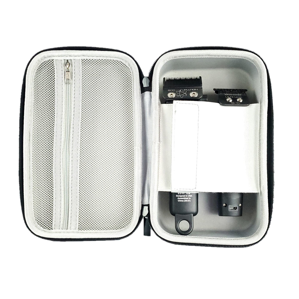 White Smoke STYLECRAFT Barber Carry or Storage Case with Zipper and Mesh Pocket