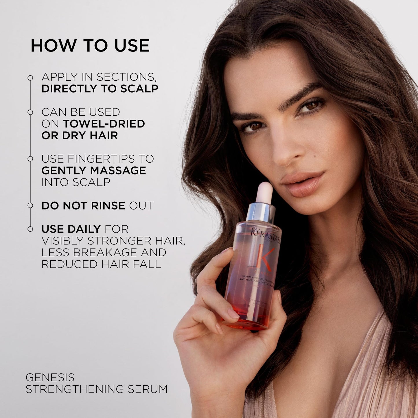 Light Gray Kerastase Genesis Hair Serum - Prevents Hair Fall from Brushing, Strengthens Weak Hair, Enriched with Ginger & Caffeine, 97% Less Breakage, 3.04 Fl Oz
