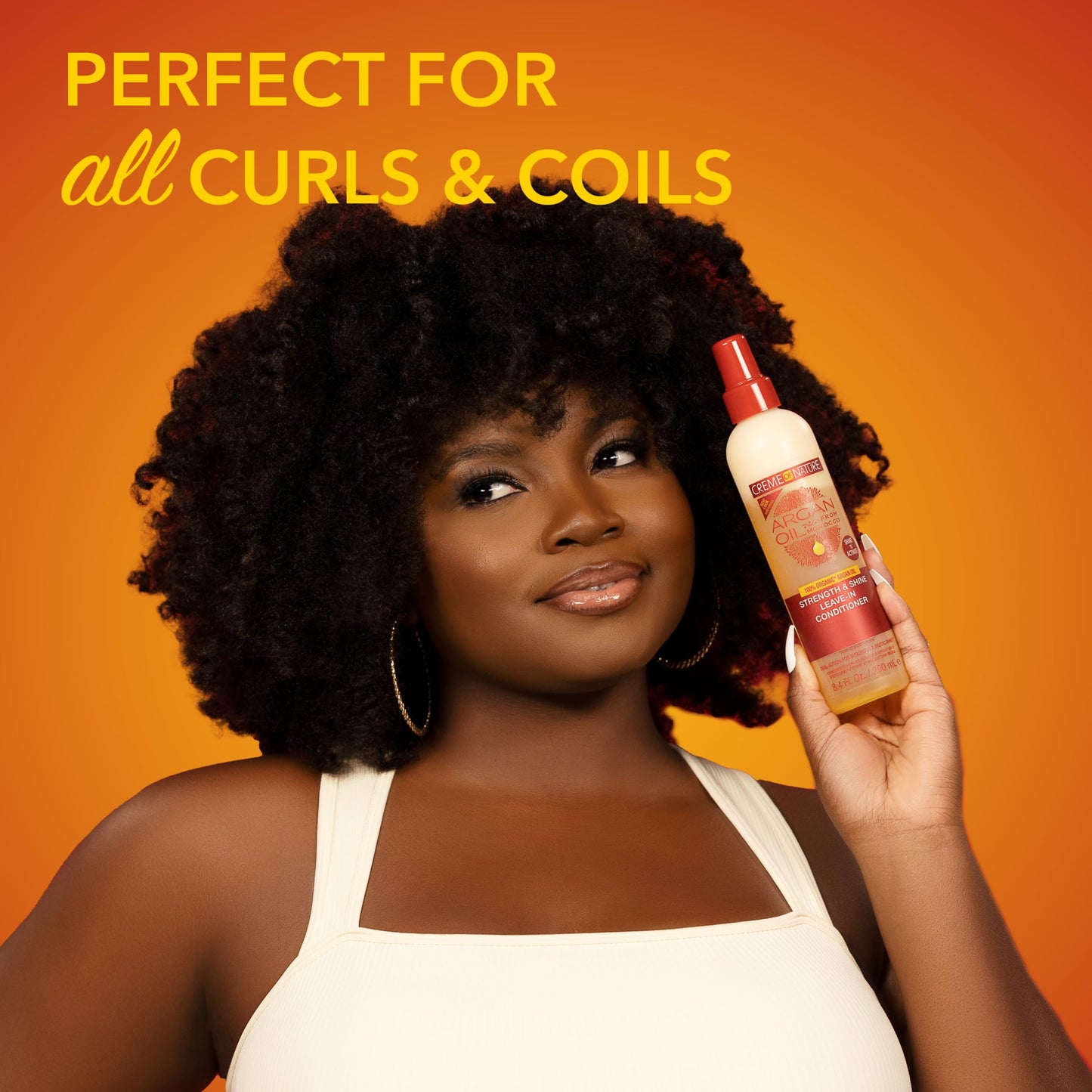 Chocolate Creme of Nature Strength & Shine Leave-In Conditioner, Dual-Action Moisture & Protection, Infused with 100% Organic Argan Oil from Morocco, 8.45 fl oz