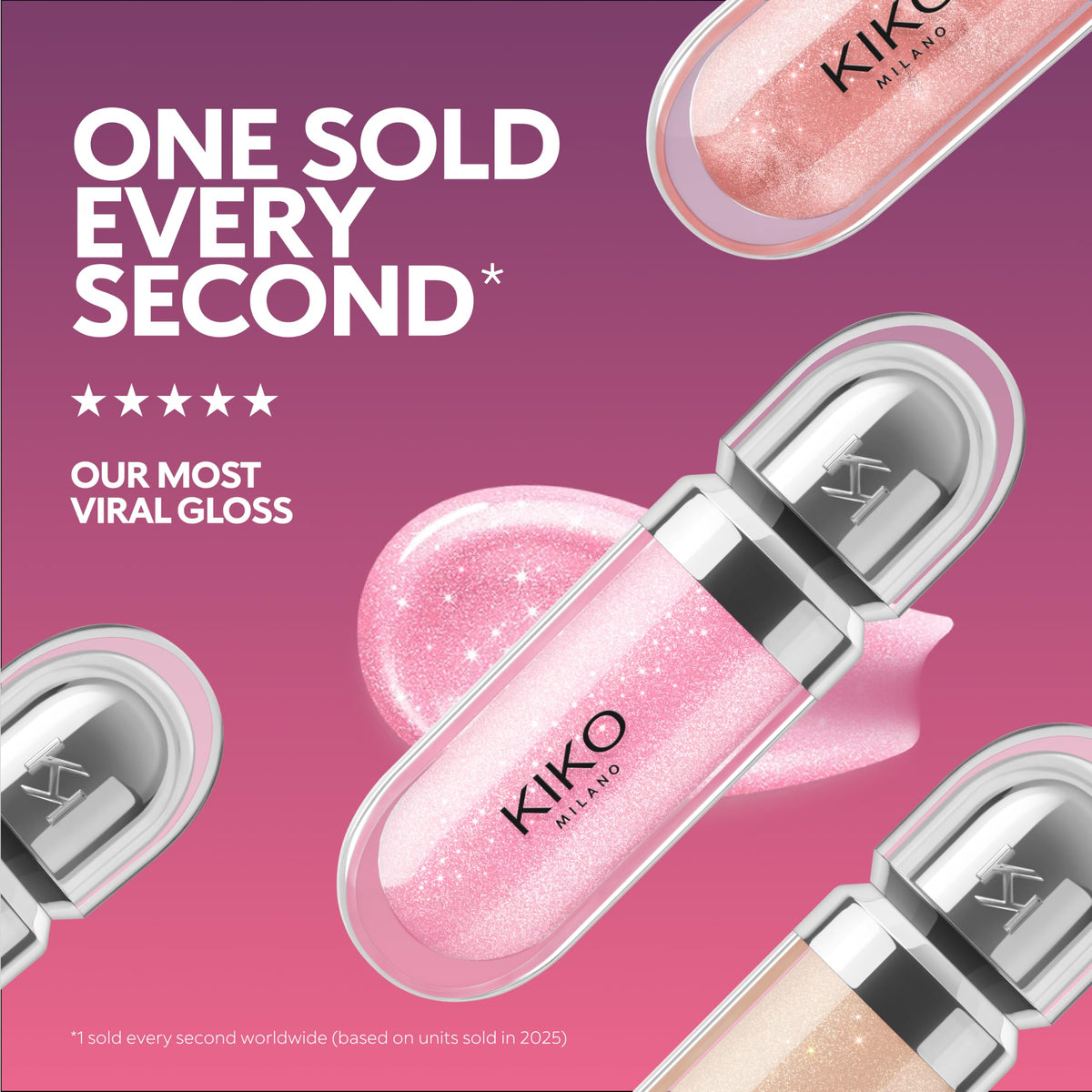 Maroon KIKO 3D Hydra Lip Gloss, Hydrating Lip Gloss, 10 Sparkling Strawberry