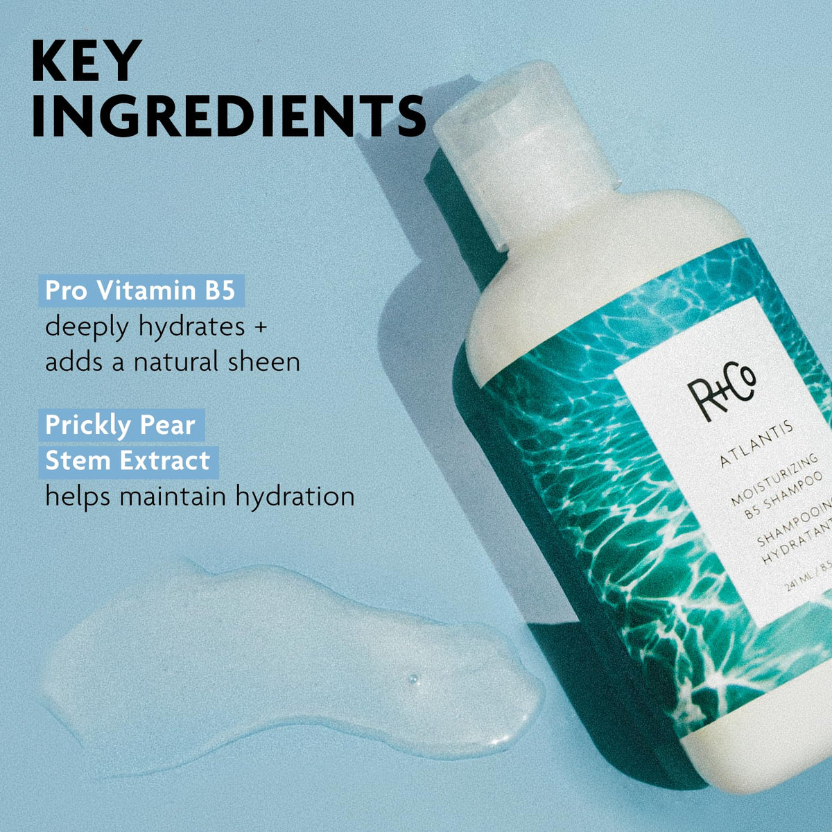 Light Steel Blue R+Co ATLANTIS Moisturizing B5 Shampoo – Full Case, Hydrating & Strengthening Hair Cleanser, Adds Shine & Softness, All Hair Types