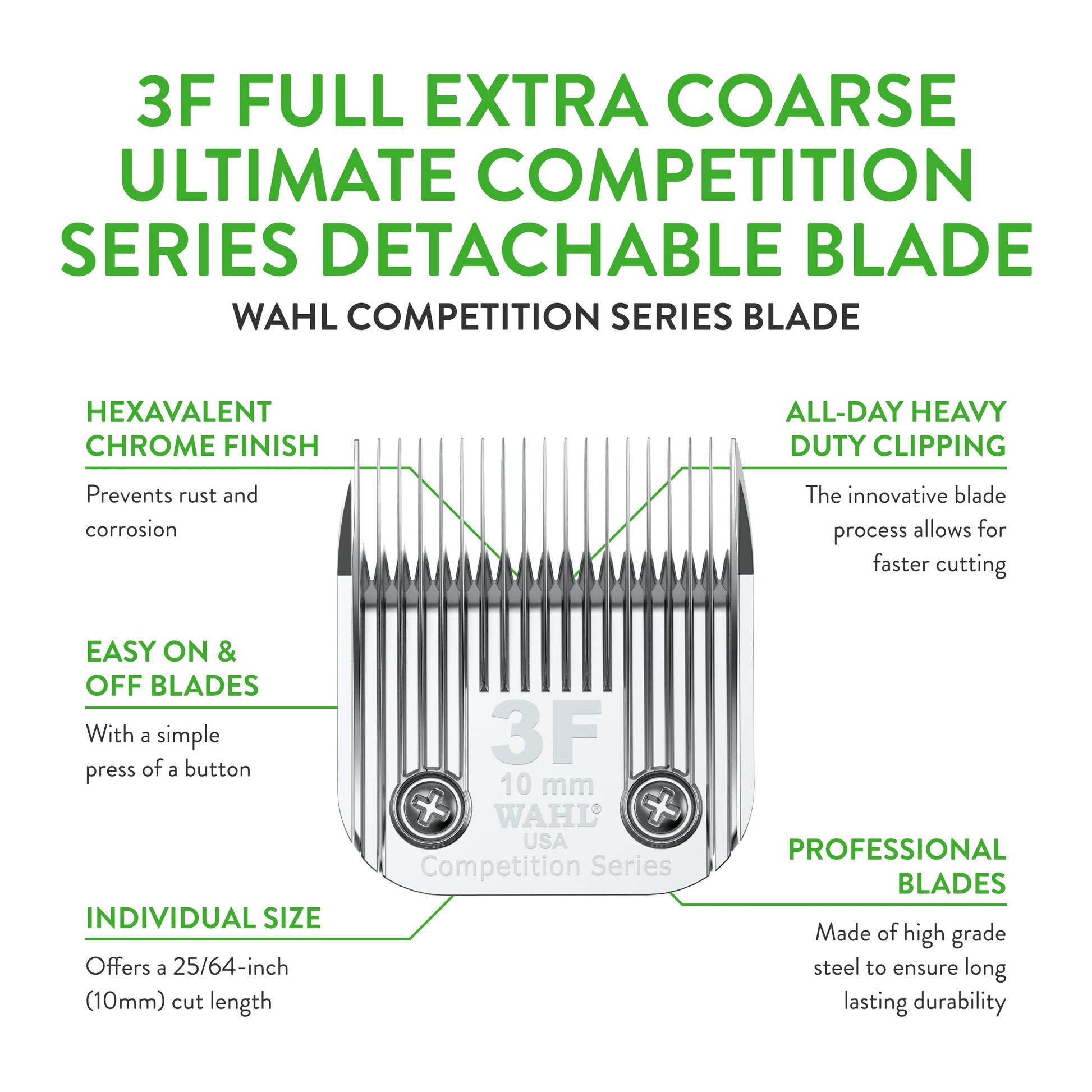 White Smoke Wahl Professional Animal 3F Full Extra Coarse Competition Series Detachable Blade with 25/64-Inch Cut Length (2376-100)