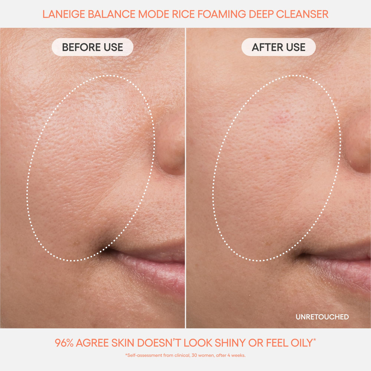Light Pink LANEIGE Balance Mode Rice Foaming Korean Gel Cleanser with Glycolic Acid
