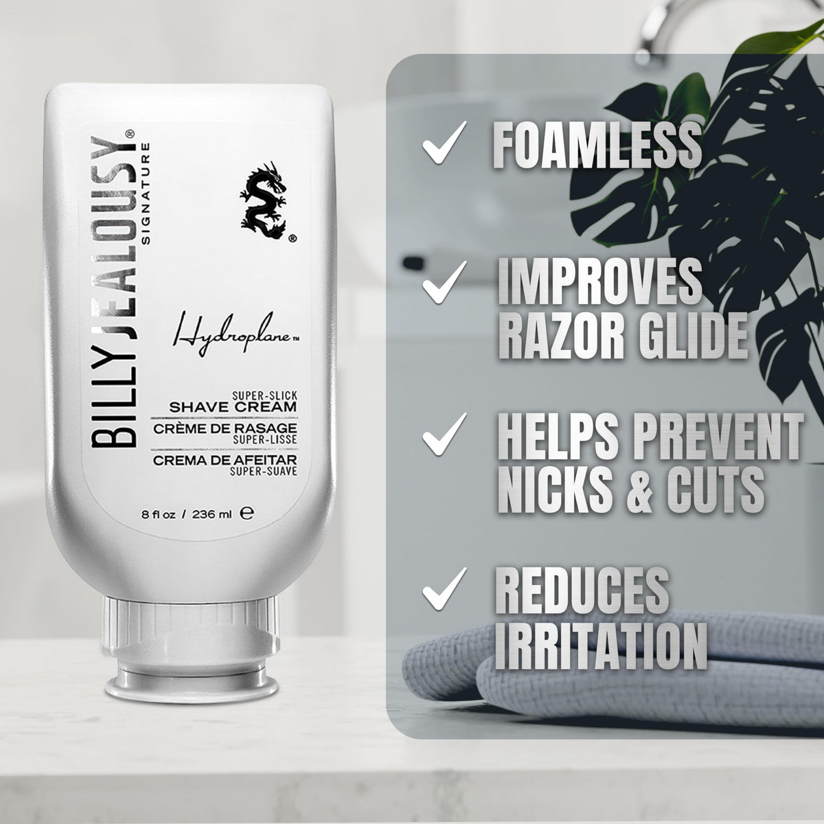 Light Gray Billy Jealousy Hydroplane Foamless Super-Slick Mens Shave Cream