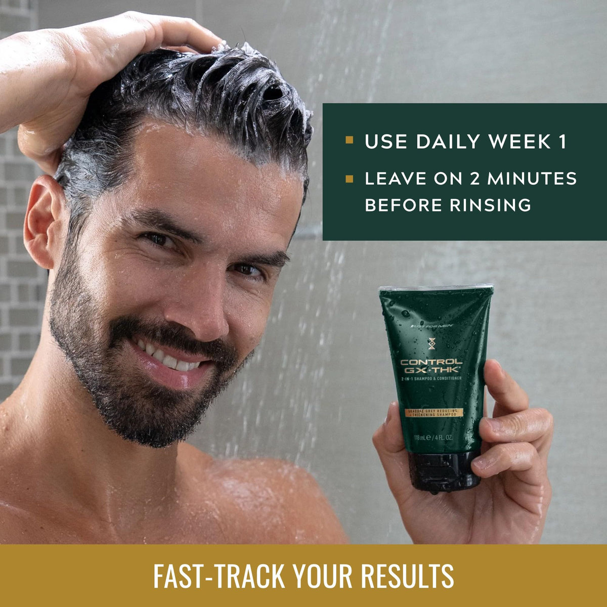 Dark Gray Just for Men Control GX + THK Thickening Shampoo and Conditioner with Grey Reduction, 4 oz