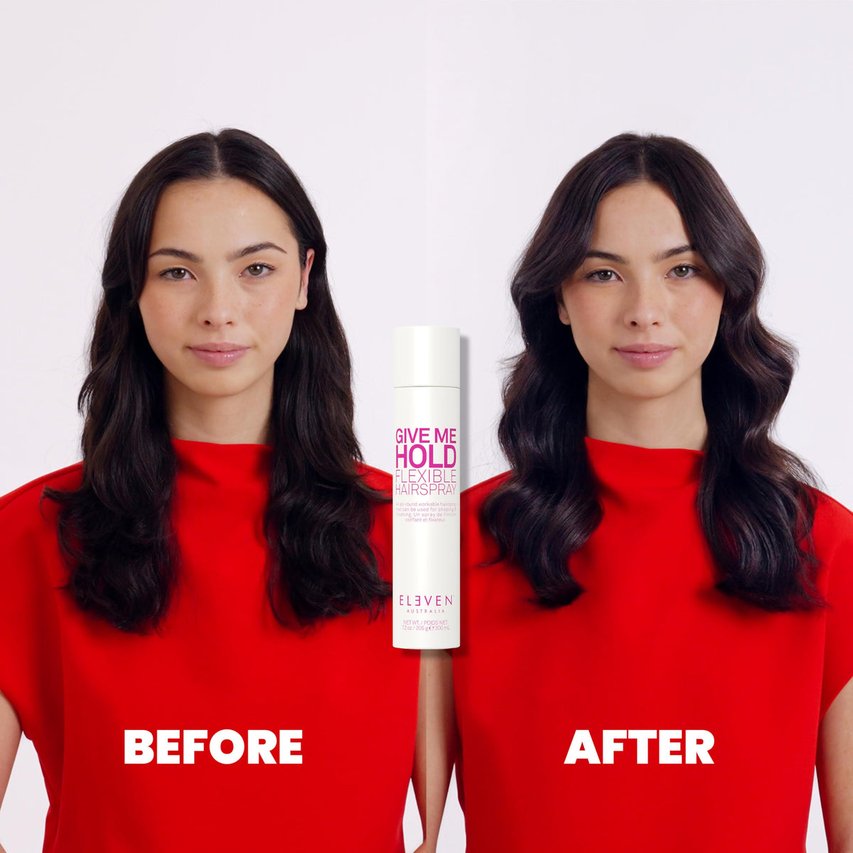 Red ELEVEN AUSTRALIA Give Me Hold Flexible Hairspray, Texture & Volume - 9 Oz