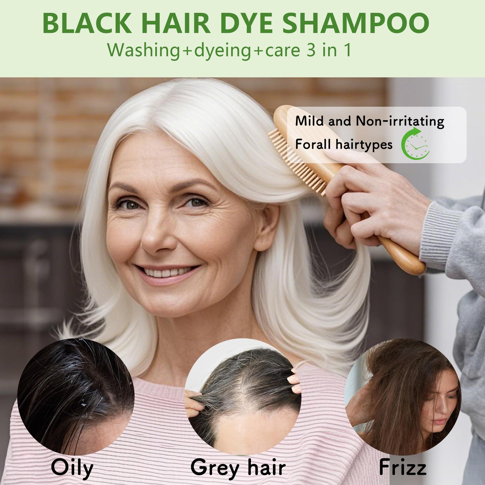 Beige Black Hair Dye Gel, 3 IN 1 Gentle for Women & Men,Black Hair dye Complete Gray Coverage,contains Various Plant Extracts, Hair Color Gel No Ammonia & Peroxide, 200ml