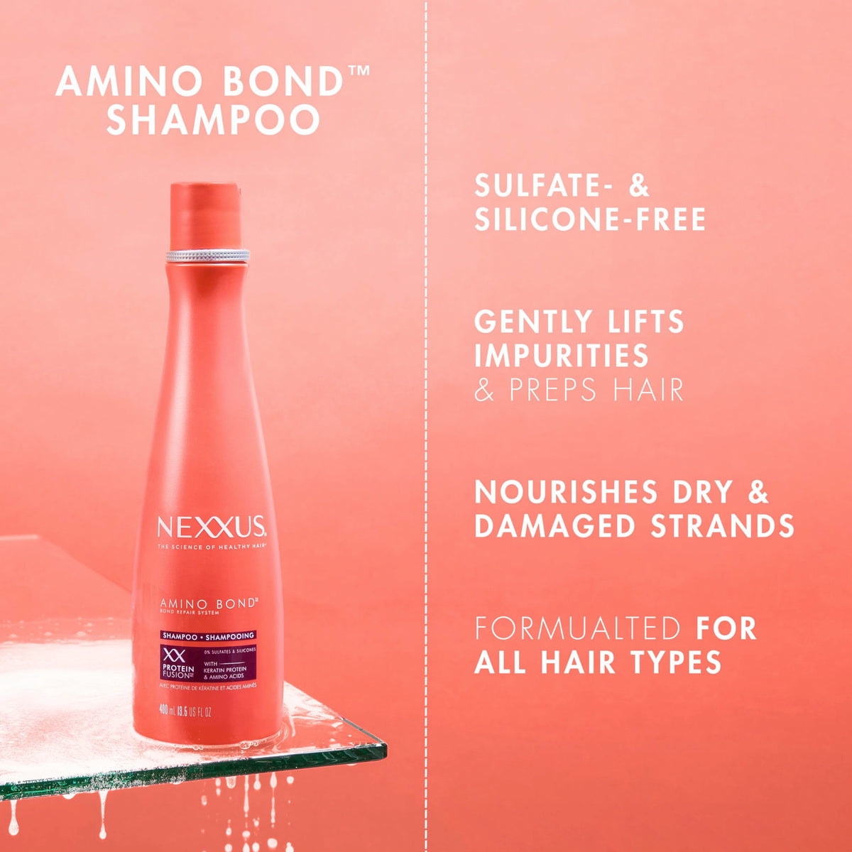 Light Pink Nexxus AMINO BOND™ Shampoo + Conditioner Set Bond Repair 13.5 oz 2ct