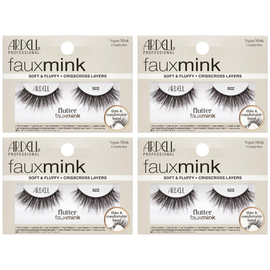 Light Gray Ardell Faux Mink Lashes Wispies 822 – Fluttery, Wispy Lashes, Full Volume Lash Strip False Eyelashes, Vegan Mink with Knot-Free Invisiband, 4 Pack