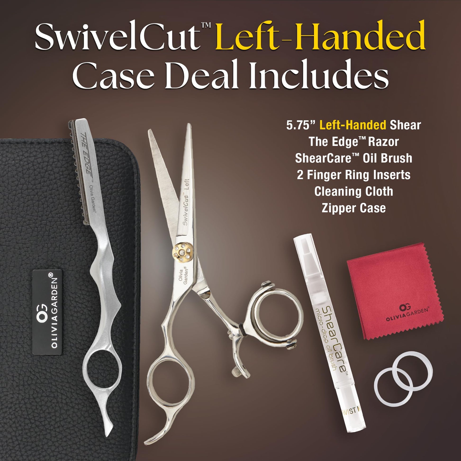 Dark Slate Gray Olivia Garden SwivelCut Professional Hairdressing Shears Intro Case Deal - Left Handed (5.75")