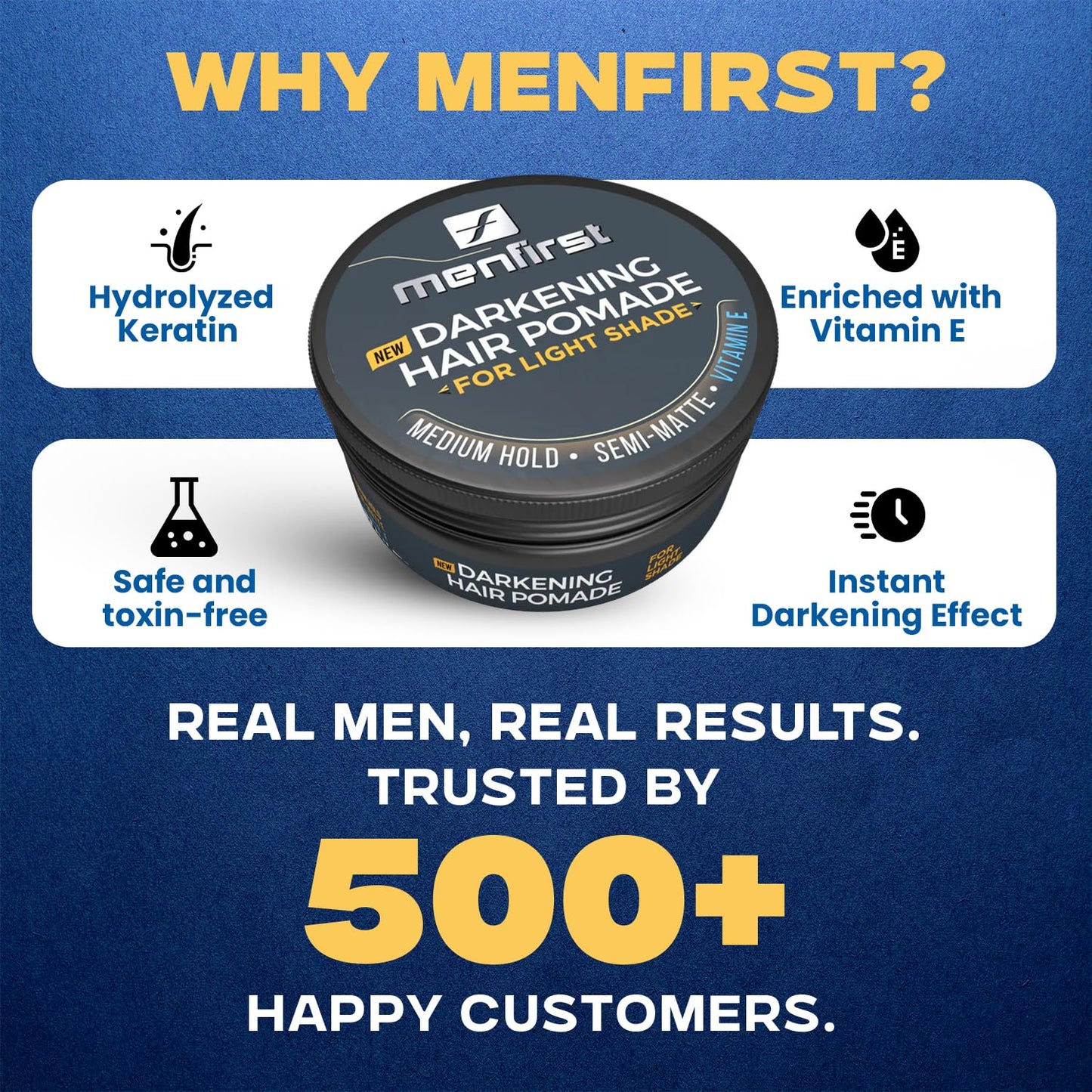 White Smoke MENFIRST Darkening Hair Pomade for Men for Light Shades – Temporary Gray Coverage Styling Wax for Hair & Beard, Water-Based, Medium Hold, Non-Greasy, Low Transfer, No Flakes, 3 oz