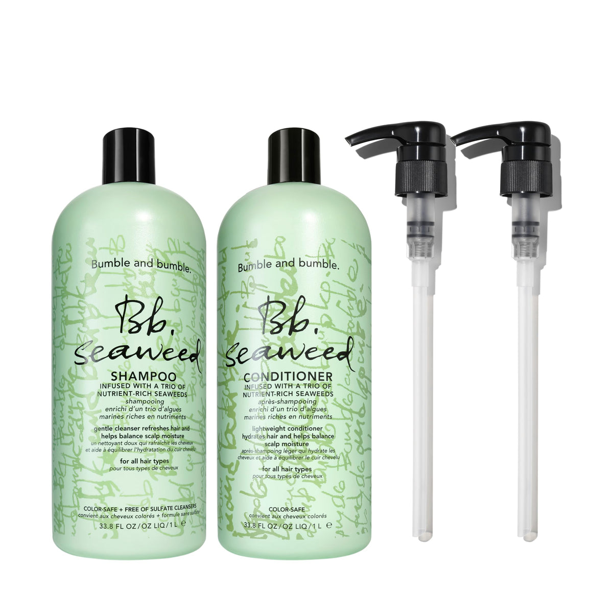 White Smoke Bumble and bumble. Seaweed Nourishing Shampoo + Conditioner Set | For Fine-to-Medium Hair or Daily Washer | Sulfate-Free + Color Safe| Anti Frizz, Color Safe + Detangler