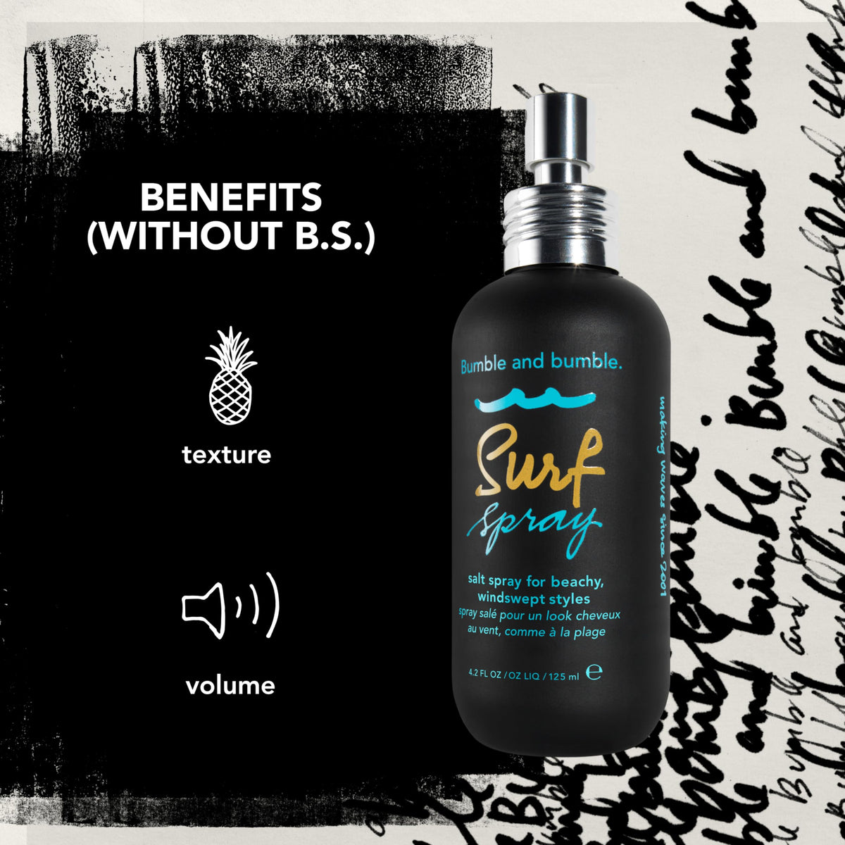 Black Bumble and bumble. Surf Sea Salt Spray | Volumizing | Air Dry Hair | Adds Tousled Beachy Texture + Matte Finish | For Fine to Medium Wavy, Straight Hair Types