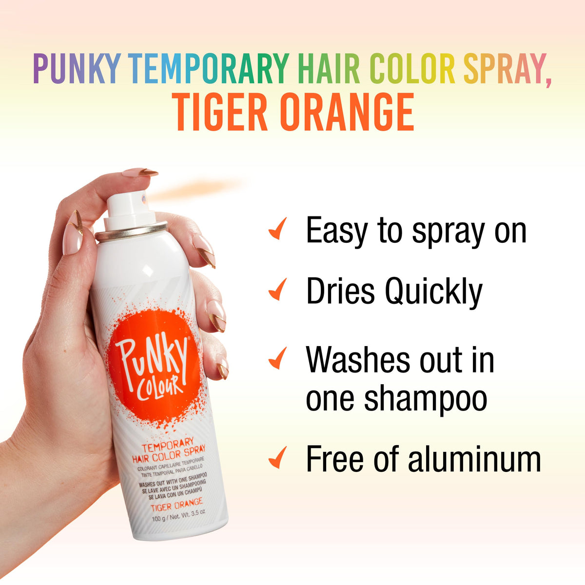 White Smoke Punky Temporary Hair Color Spray Washes Out Tiger Orange, 3.5 oz, 1 Pack
