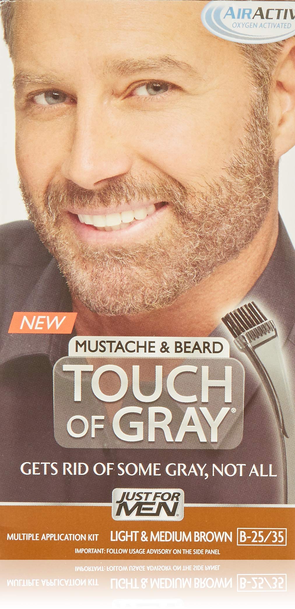 Navajo White JUST FOR MEN Touch of Gray Hair Color, Mustache & Beard Kit, Light & Medium Brown B-25/35, 1 ea ( Pack of 3)