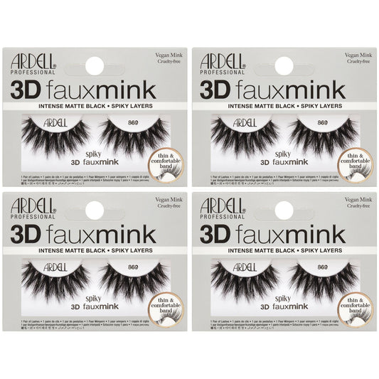 Light Gray Ardell 3D Faux Mink Lashes 869 – Spiky Layers Wispy Lashes, Rounded Lash Strips False Eyelashes, Vegan Mink, Crisscross Falsies, 4 Pack