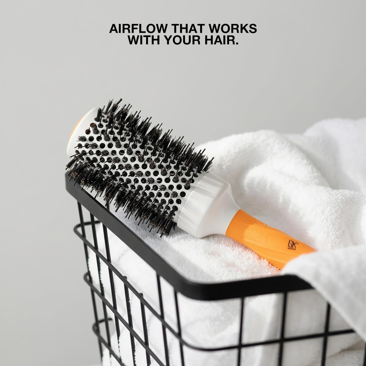 Gray GK HAIR Global Keratin Professional Large Thermal Extra Round Brush 43mm Ceramic Coated Barrel Anti Static Frizz Control Blow Drying Styling Detangling for Long Short Curly Tangle Straight Hair Unisex