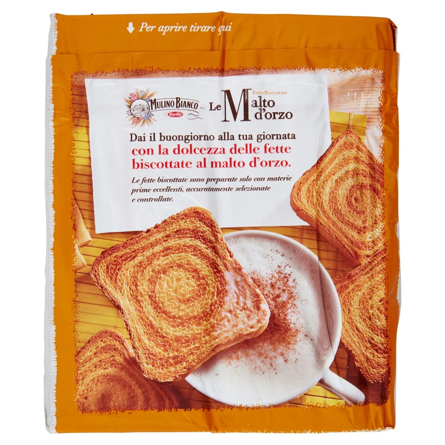 Chocolate Mulino Bianco: " Le Malto d'orzo " Fette Biscottate 32 count - Rusks Malt Barley. Italian Toast - 11.11 Oz (315g) Pack of 2