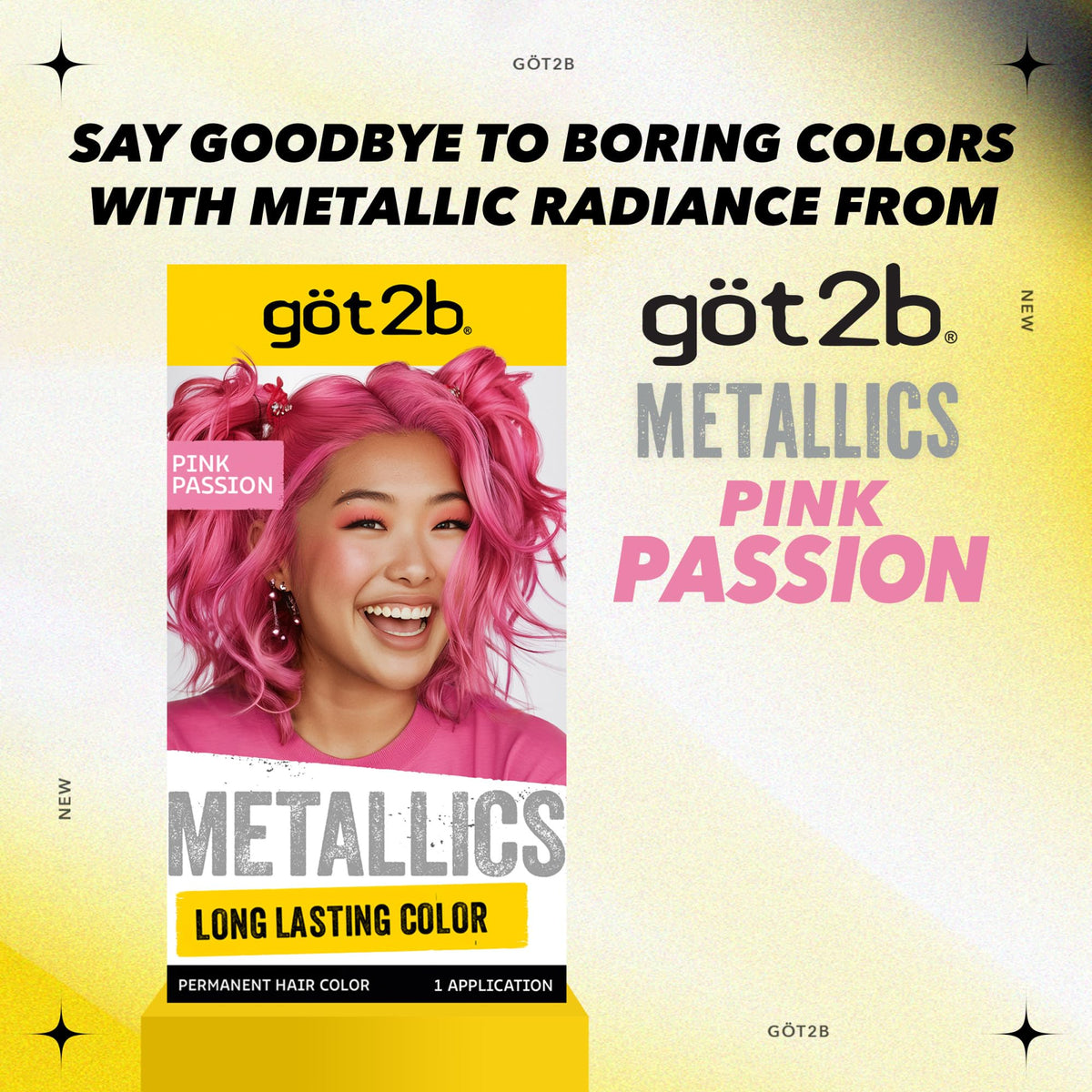 Seashell got2b Metallics Permanent Hair Color, M87 Pink Passion, 4.46 Fl Oz