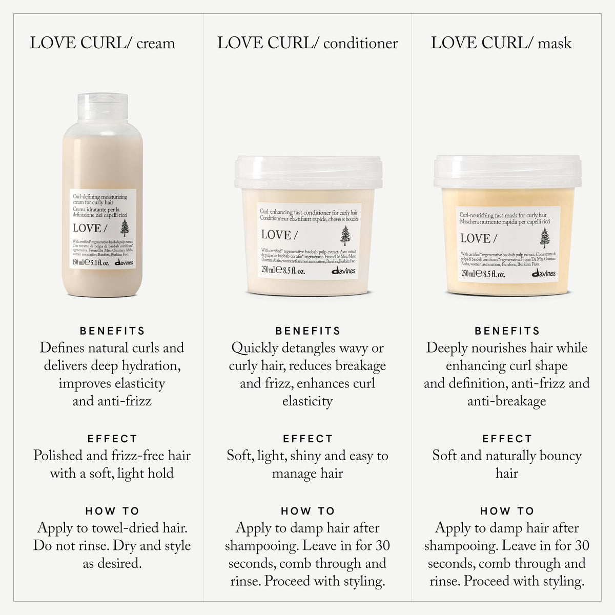 White Smoke Davines LOVE CURL/Mask Nourishing Treatment For Wavy Curly Hair 8.5 Fl Oz