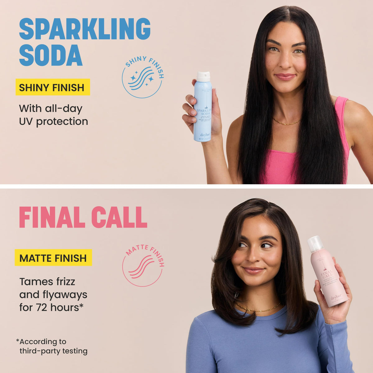 Light Gray Drybar Sparkling Soda Finishing Spray Collection, Ultra-Fine Mist, Adds Shine to Finished Look