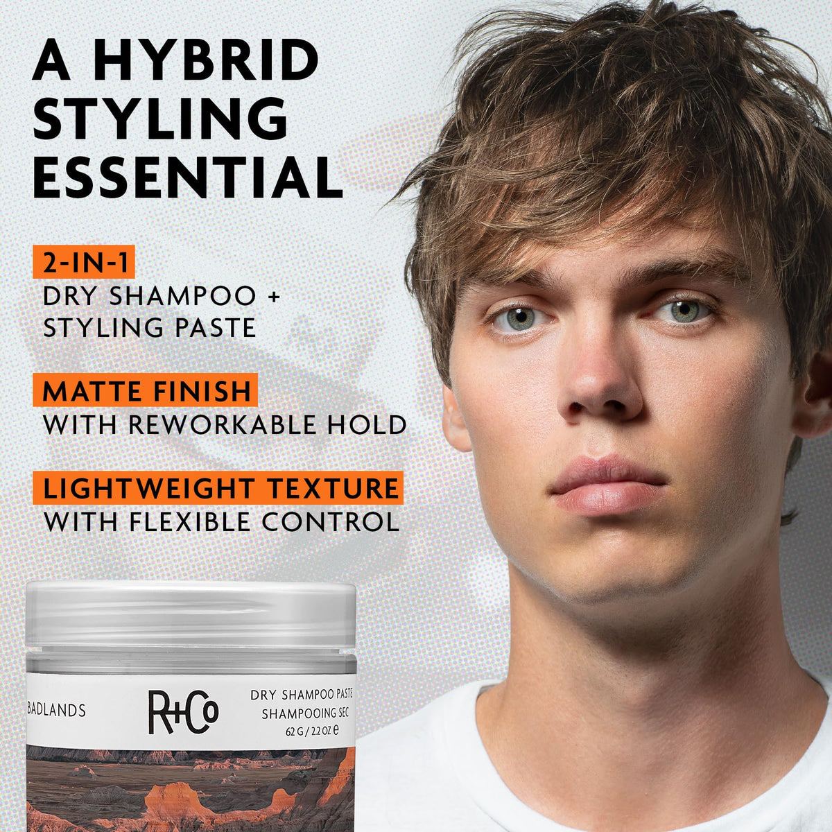 Lavender R+Co BADLANDS Styling Paste, Relative Paradise Scent
