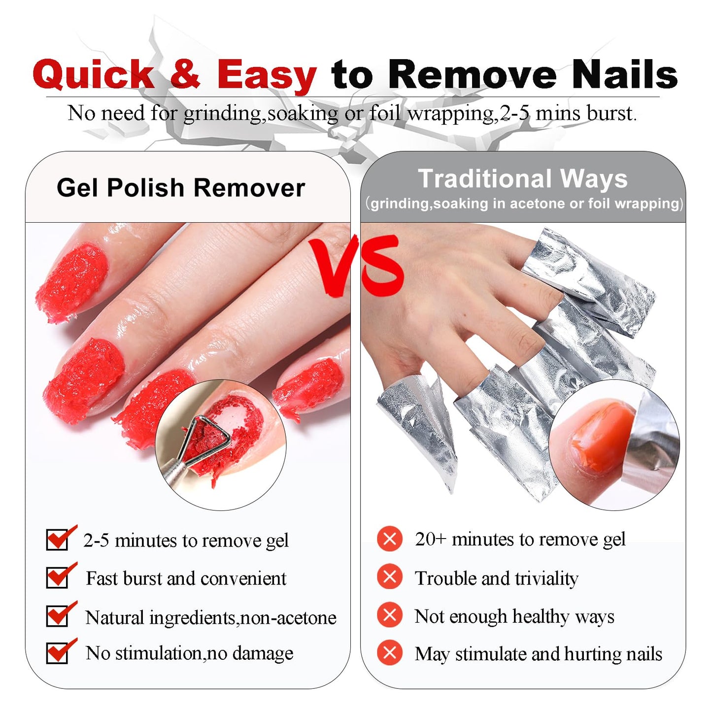 White Smoke Gel Nail Polish Remover, Gel Remover Kit with Liquid Latex for Nails, No Need to Wrap or Soak, Removes Nail Polish in 2-5 Minutes, Acetone Free, Not Damage to Nails, with Manicure Tools