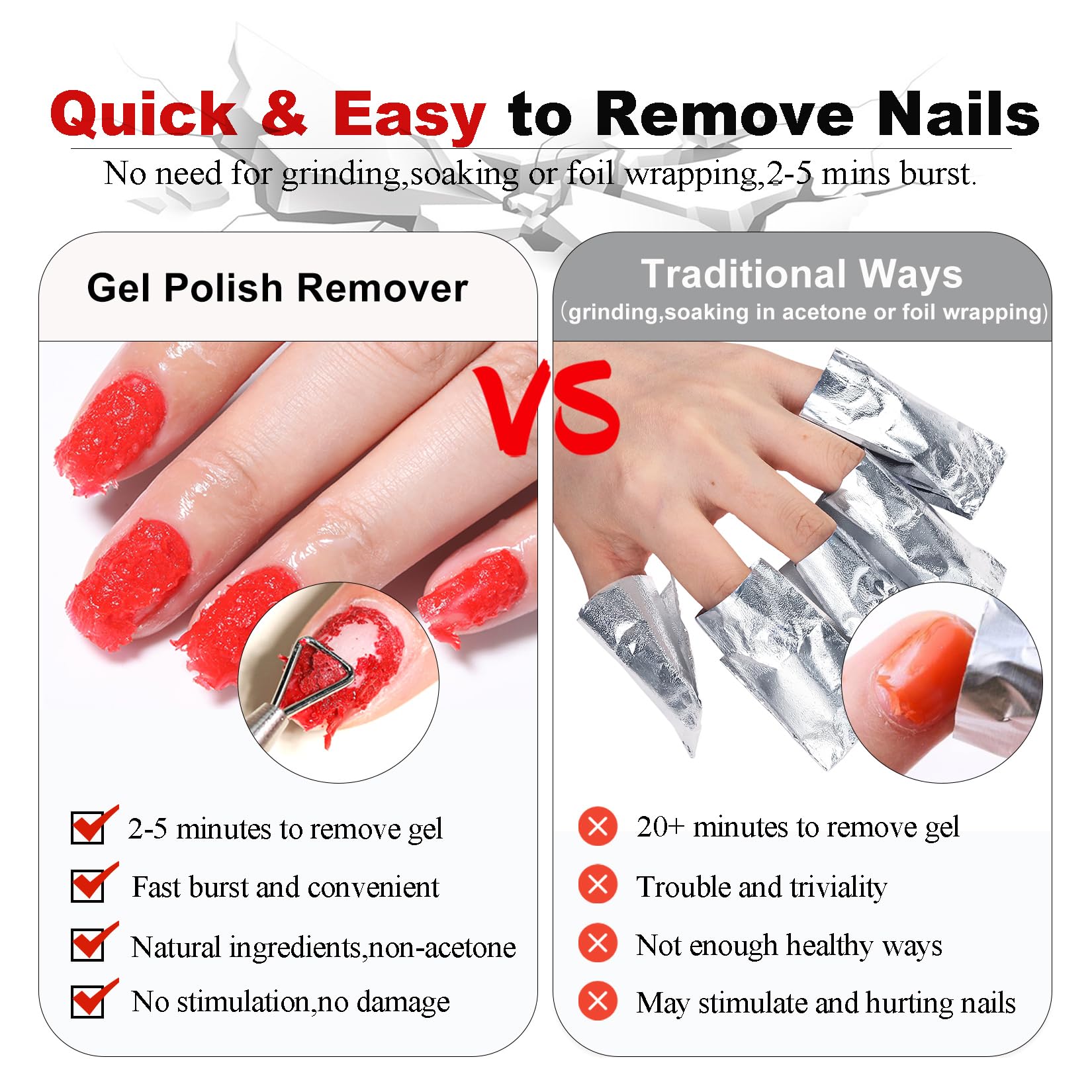 White Smoke Gel Nail Polish Remover, Gel Remover Kit with Liquid Latex for Nails, No Need to Wrap or Soak, Removes Nail Polish in 2-5 Minutes, Acetone Free, Not Damage to Nails, with Manicure Tools