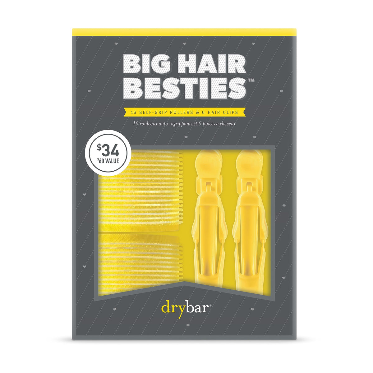 Dim Gray Drybar Big Hair Besties Kit, 16 Self-Grip Rollers & 6 Hair Clips