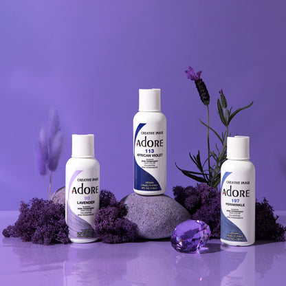 Slate Gray Adore Semi Permanent Hair Color - Vegan and Cruelty-Free Hair Dye - 4 Fl Oz - 113 African Violet (Pack of 3)