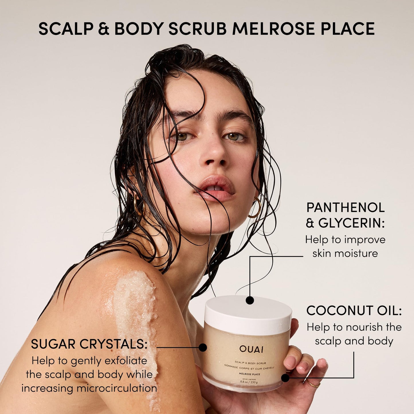 Light Gray OUAI Hair Care Set - Clarifying Shampoo & Exfoliating Scalp Scrub - Deep Cleansing & Balancing - Hair Care Kit with Detox Shampoo & Travel Size Sugar Scrub for Scalp (2 Count)