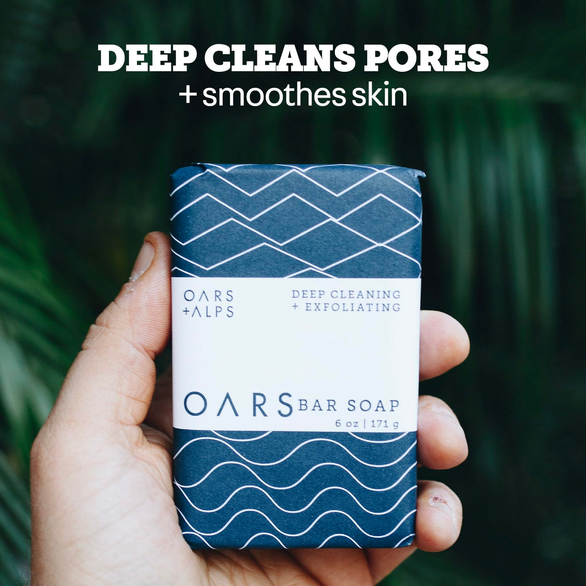 Black Oars + Alps Exfoliating & Moisturizing Mens Bar Soap, Blue Charcoal, 1pk