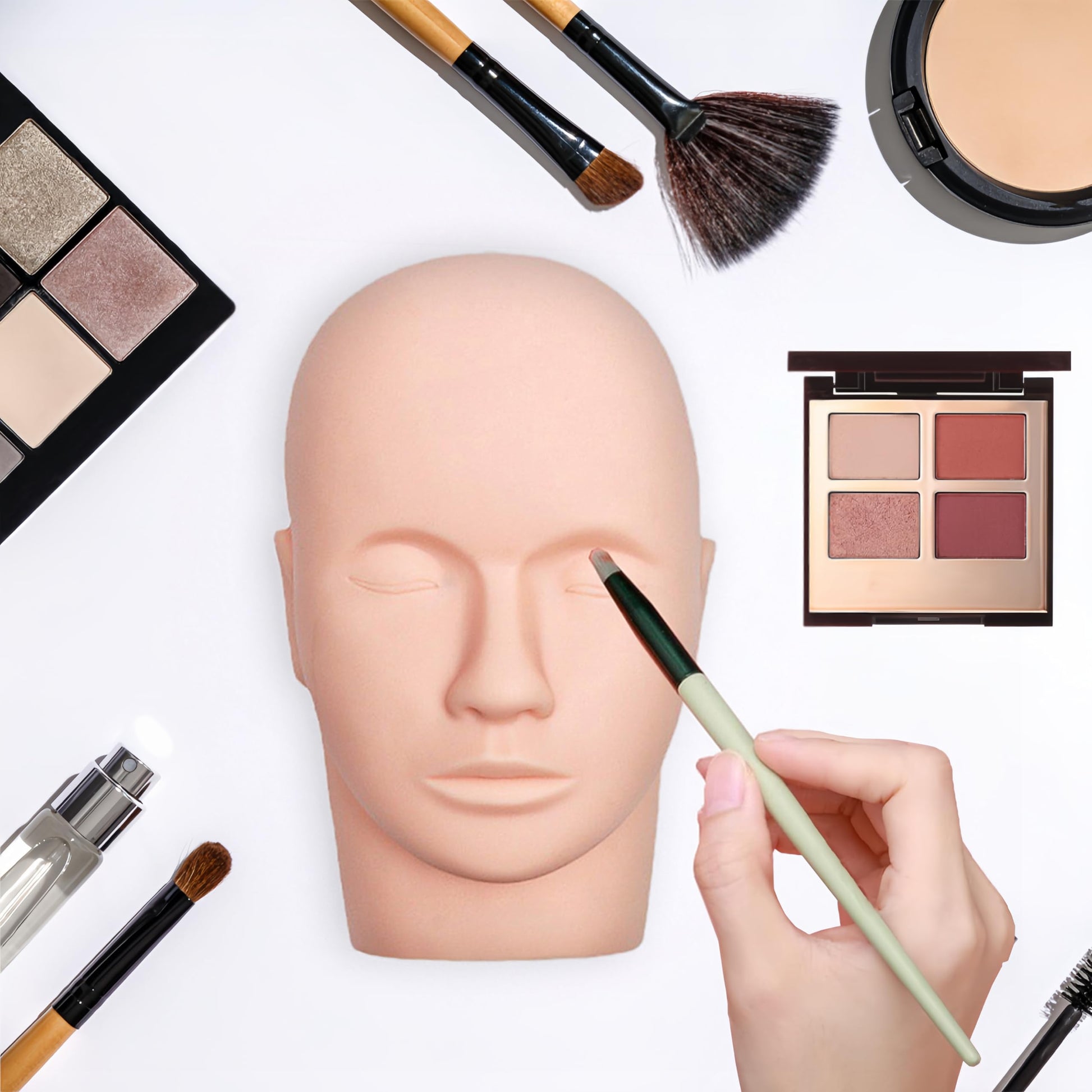 White Smoke Lwuey Lash Mannequin Head, Pro Training Mannequins Flat Head Soft Touch Silicone Practice Make Up Eyelash Extensions Massage Model Manikin Cosmetology Doll Face Head 2 Pack Skin Colour
