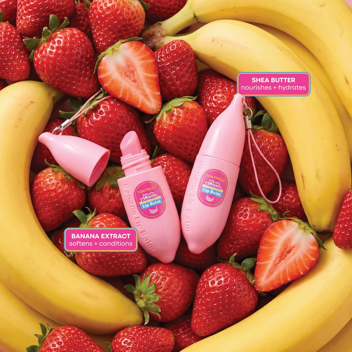 Light Goldenrod TONYMOLY Berry Banana Lip Balm - Sheer Pink Tint, Shea Butter Formula