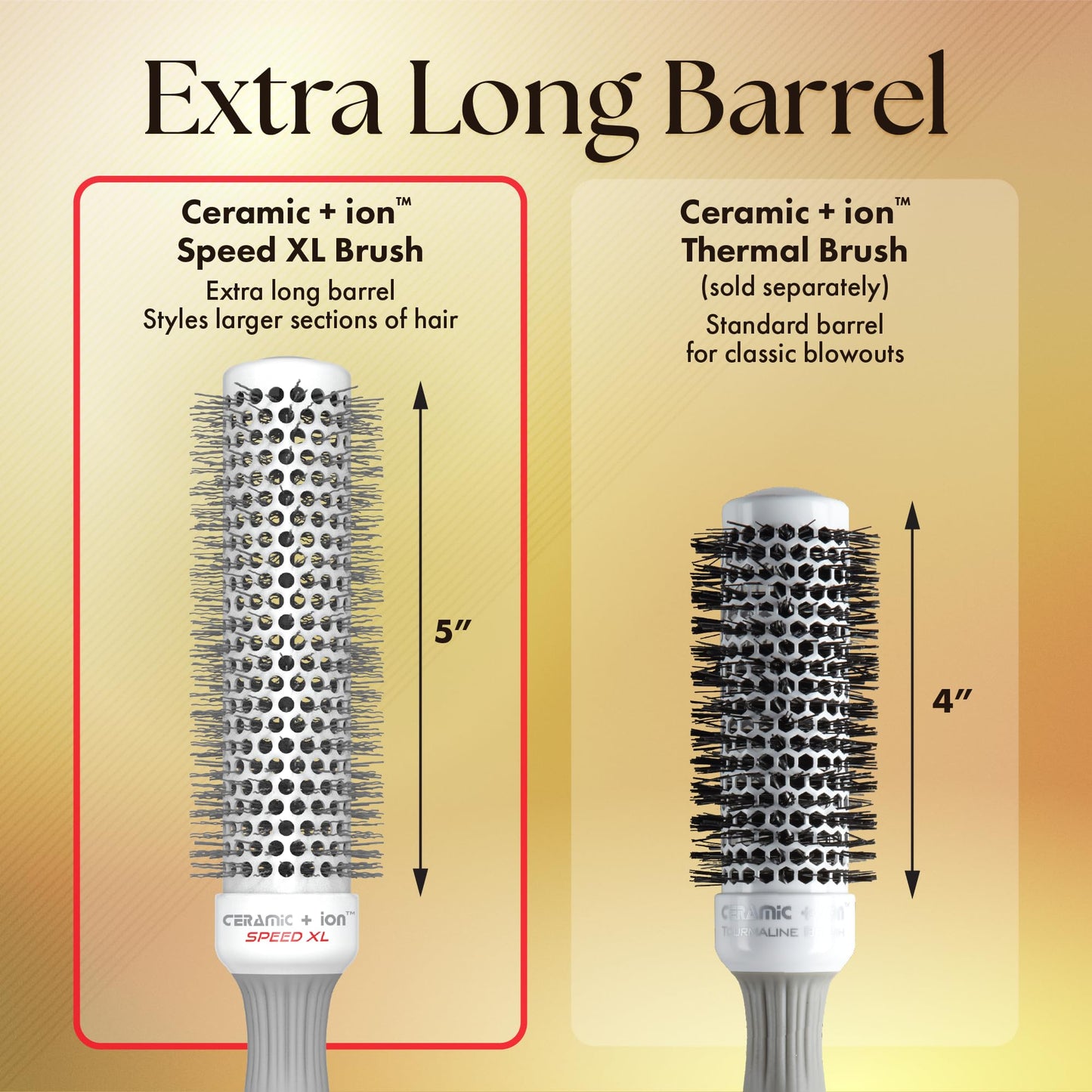 Pale Goldenrod Olivia Garden Ceramic + Ion Speed XL - Extra-Long Round Thermal Hair Brush - Not Electrical - Professional Blowout Brush for Normal to Thick Hair - 1 3/8"- Diameter Barrel - CIXL-35