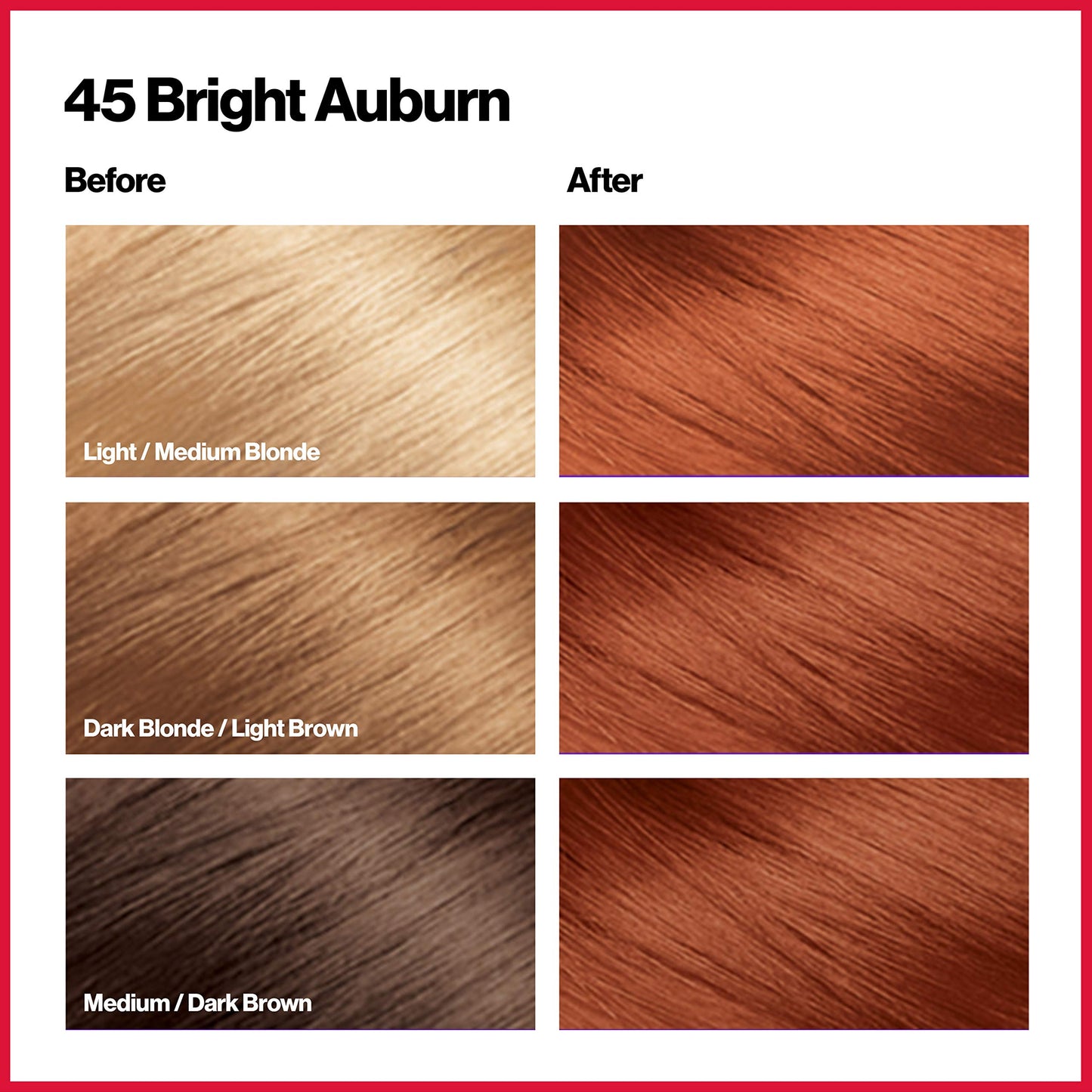 White Smoke Revlon Permanent Hair Color, Permanent Hair Dye, Colorsilk with 100% Gray Coverage, Ammonia-Free, Keratin and Amino Acids, 45 Bright Auburn, 4.4 Oz (Pack of 3)
