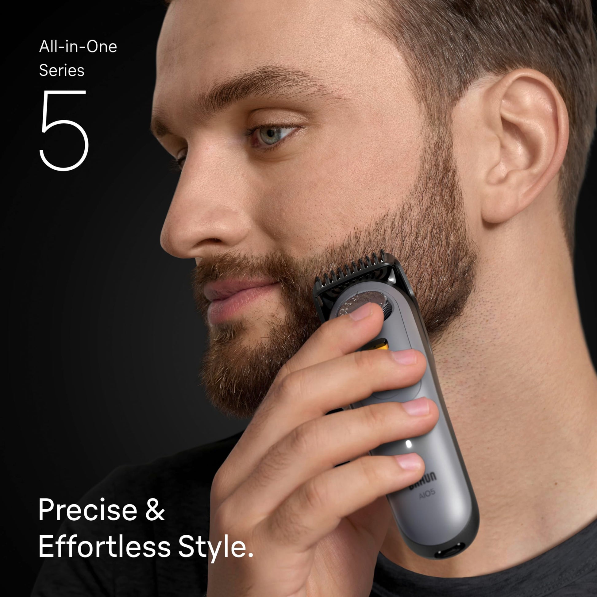 Black Braun Series 5 All-in-One Beard & Body Grooming Kit for Men, Cordless Trimmer, Hair Clippers & Shaver for Face, Hair & Body with Smooth Shave Head, AIO 5510
