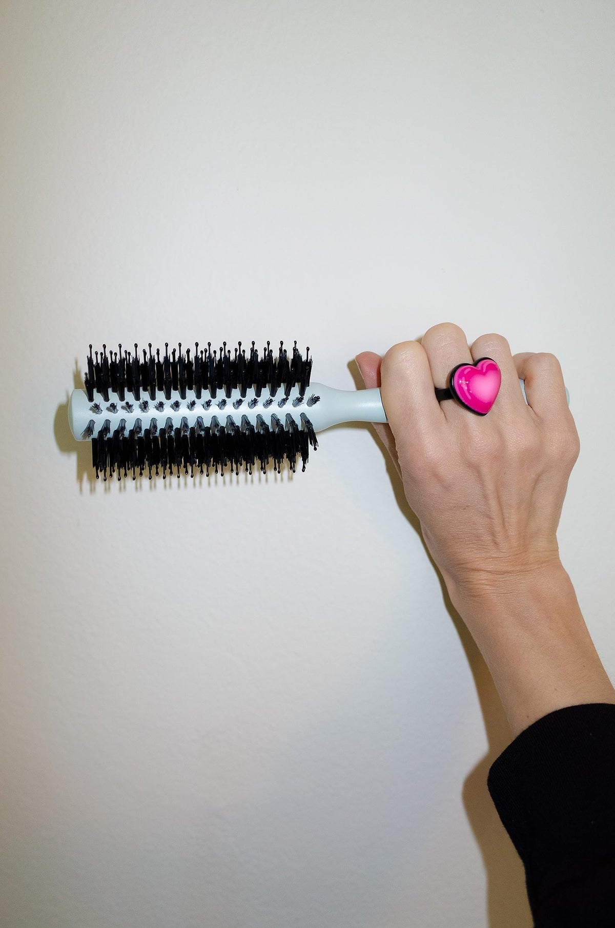 Light Gray R+Co Vegan Boar Bristle Hair Brush #4, 65 mm