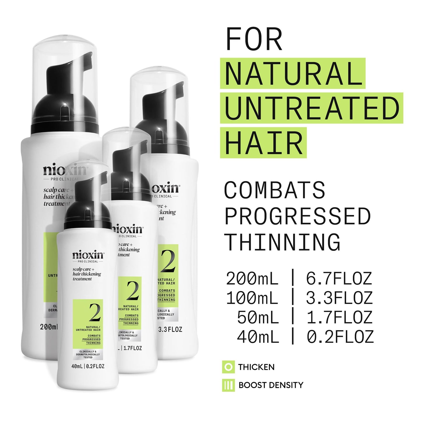 White Smoke Nioxin System 2 Scalp Care + Hair Thickening Leave-In Treatment | For Natural Hair with Progressed Thinning | Boost Hair Density Against Breakage with Niacinamide & Biotin | 6.7 Fl Oz