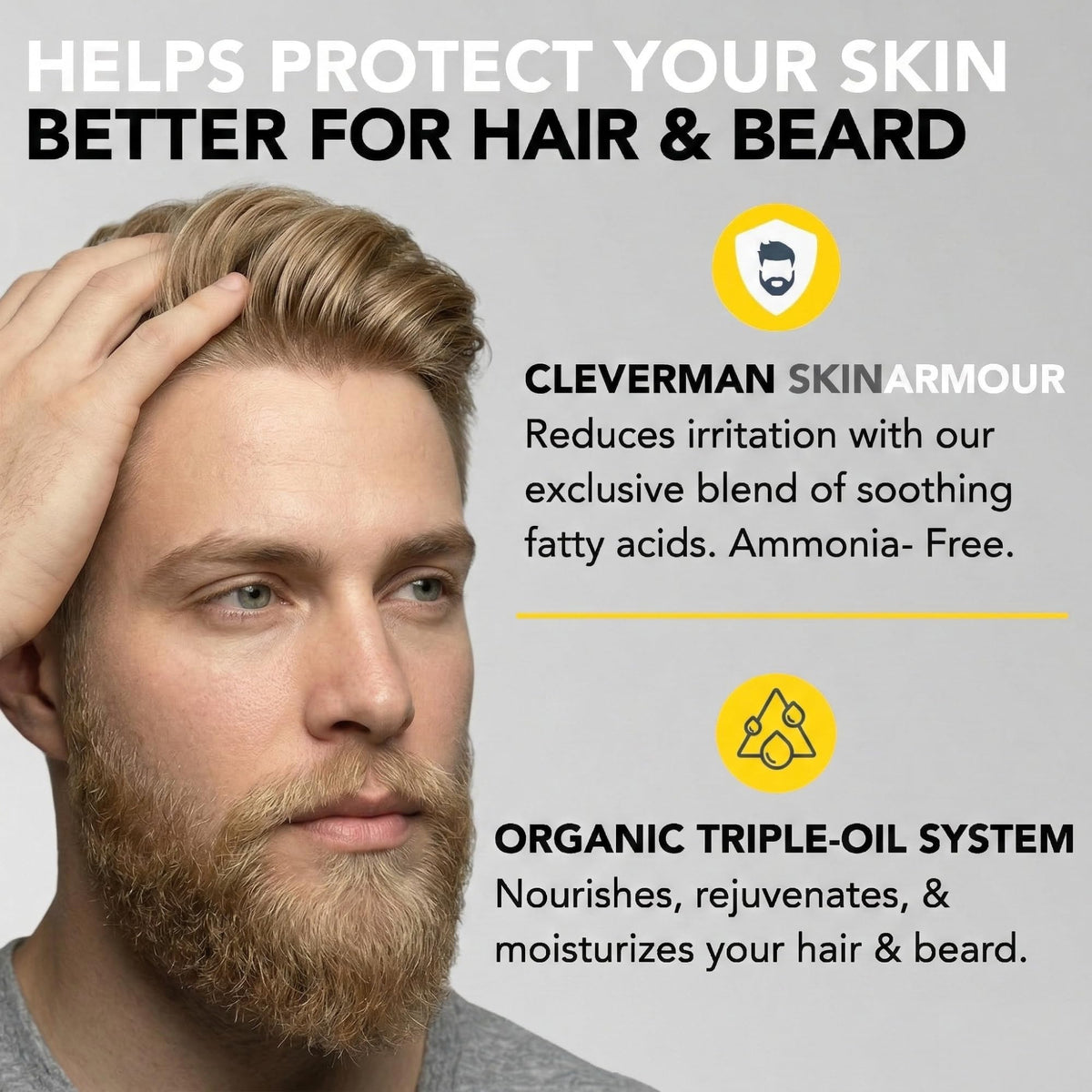 Gray Cleverman Hair & Beard Dye for Men, Blond, Reusable, Up to 7 uses (Cool Light Blond, 2 Ounce (Pack of 1))