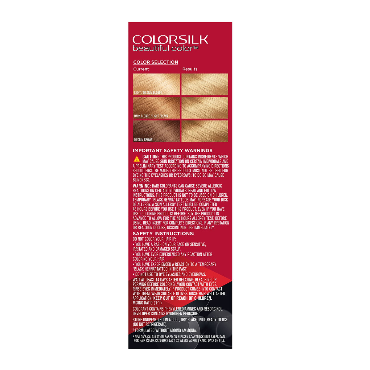 Maroon Revlon ColorSilk Permanent Hair Color, 100% Gray Coverage Dye Kit, Ammonia-Free, Keratin and Amino Acids, Blonde Shades, 74 Medium Blonde (Pack of 3)