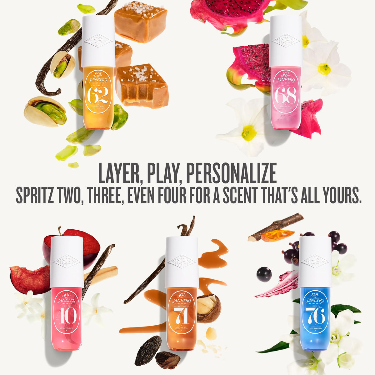 White Smoke Sol de Janeiro Mist and Match Cheirosa Hair & Body Perfume Mist Bundle