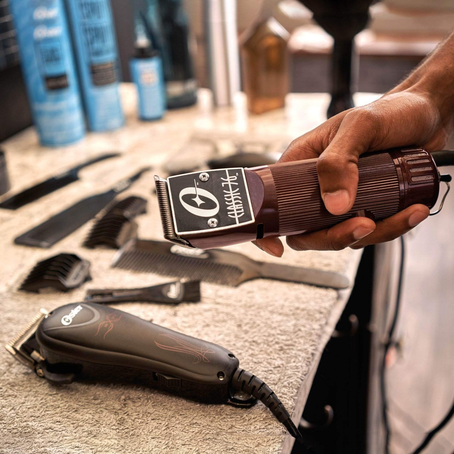 Black Oster Classic 76 Hair Clipper Professional Pro Salon Olive Green Color