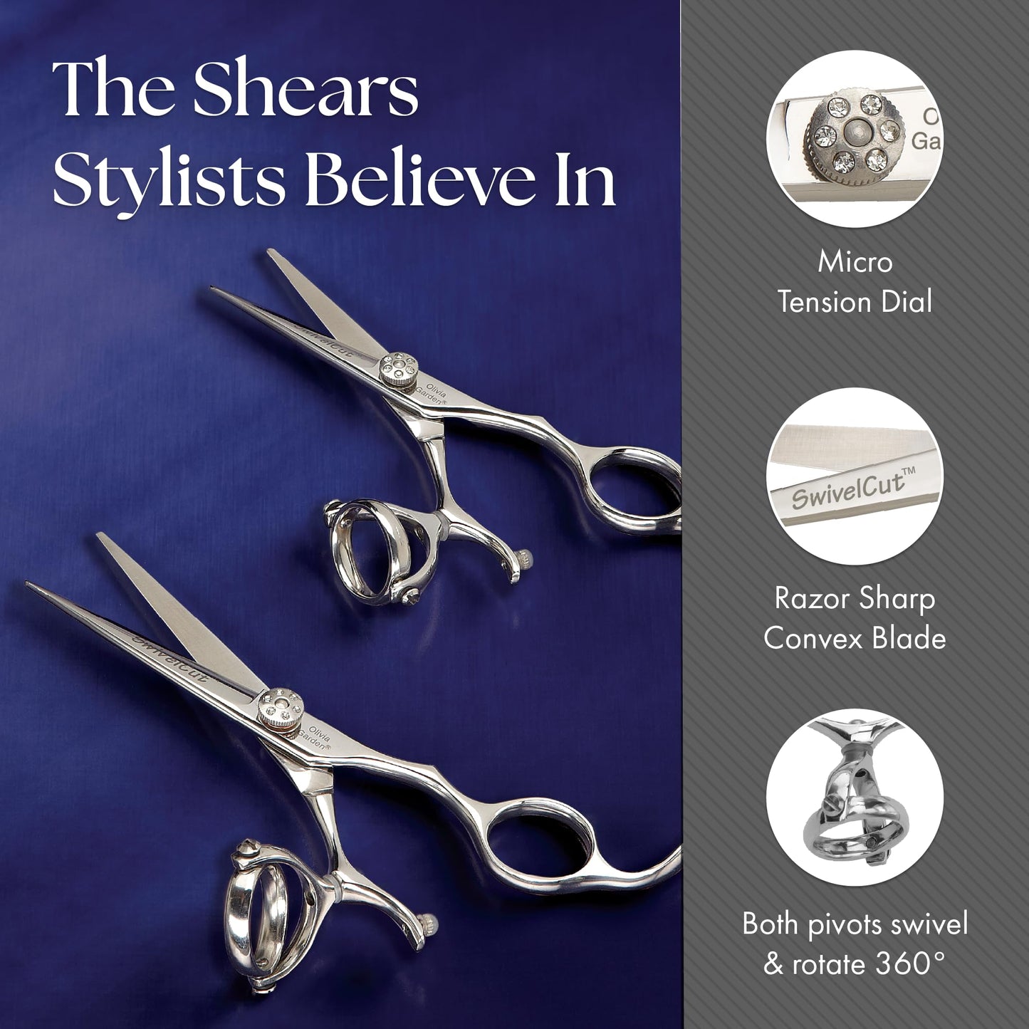Dim Gray Olivia Garden SwivelCut Professional Hairdressing Shears Intro Case Deal - Left Handed (5.75")