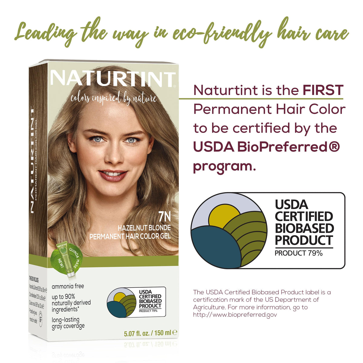 White Smoke Naturtint 7N Hazelnut Blonde Permanent Hair Color (Pack of 1), Ammonia Free, Vegan, Cruelty Free, up to 100% Gray Coverage, Long Lasting Results (Packaging may vary)