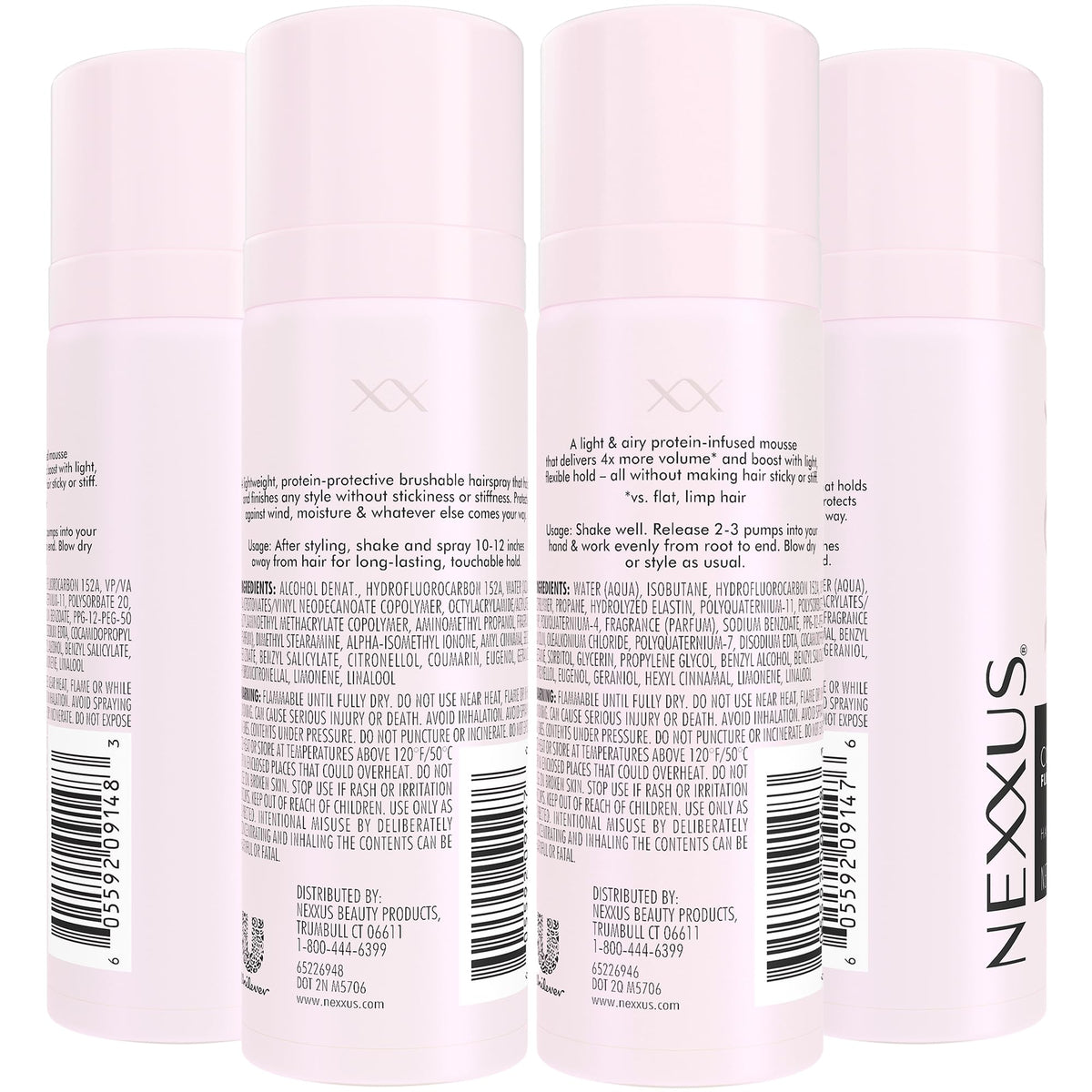 Misty Rose Nexxus Travel Essentials Hair Spray and Volumizing Hair Mousse, 2-Pack Each (4 Items Total)