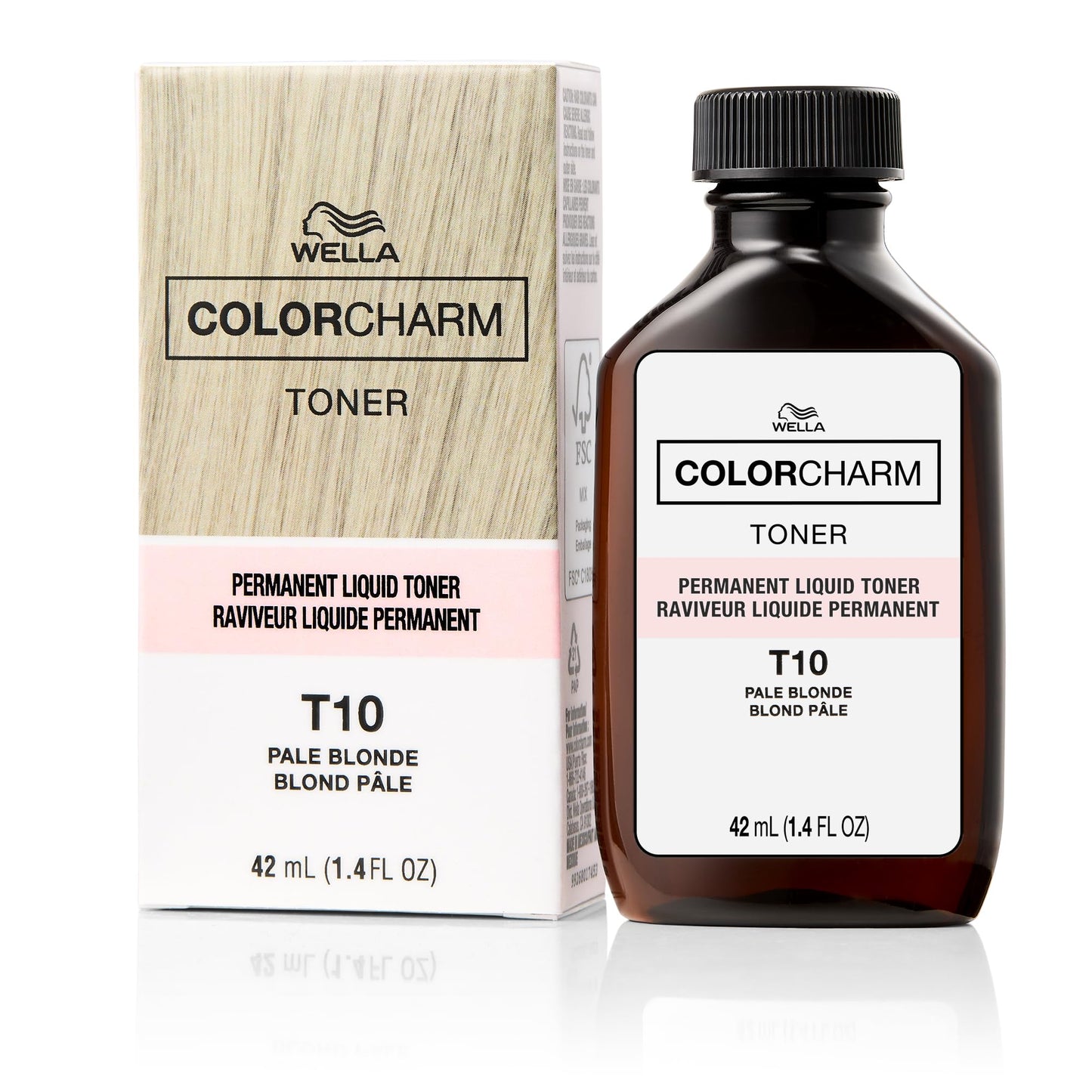 White Smoke COLORCHARM Permanent Liquid Toners | Neutralize Brass | Free of Parabens | Vegan | T10 Pale Blonde | 1.4 Fl Oz